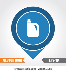 Oil Can Icon On Map Pointer. Eps.-10.