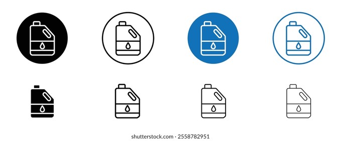 Oil can icon set in black and blue colors