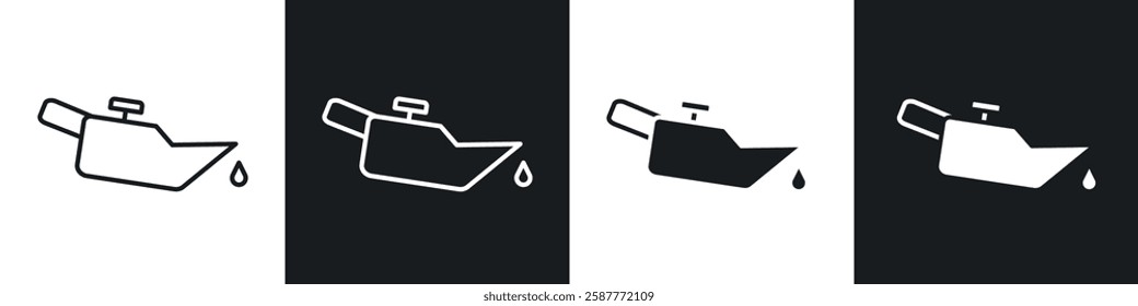 Oil can icon set black and white colors. Graphic Vector icons pack