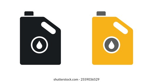 Oil can icons in black and colored version