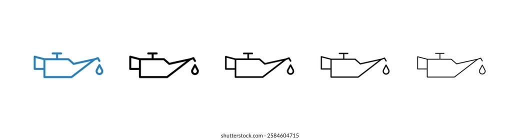 Oil can icons in five different stroke sizes