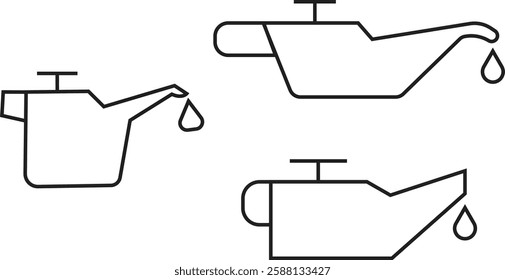 Oil can icons set line styles. Service needed symbols. Engine oil signs. Car check on dashboard symbol. Indicator on panel vehicle. Motor level vectors illustration isolated on transparent background.