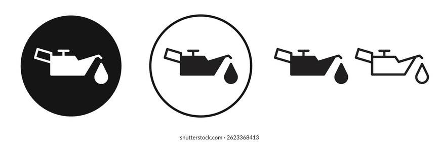 Oil can icons in solid black and outlined style