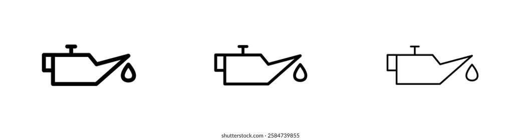 Oil can icons in three different stroke lines