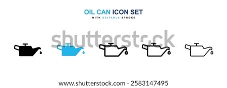 Oil can icons vector collection in black and blue colors on white background