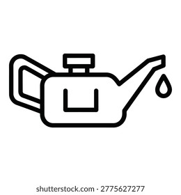 Oil can with a single drop pouring out simple line icon icon