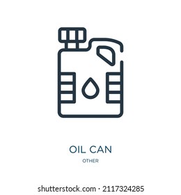 Öl kann dünne Linie Symbol. Öl, Container Linearsymbole aus anderen Konzepten isolierte Umrisszeichen. Vektorgrafik-Symbol-Element für Webdesign und Apps.