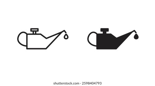Oil can vector icon set in black color.