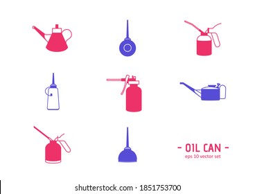 Oil can - vector icons set on white background. Symbol for web, infographics, print design and mobile UX/UI kit. Vector illustration, EPS10.