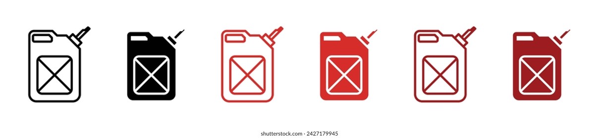 Oil Can Vector Illustration Set. Motor Lubricant and diesel Tank sign suitable for apps and websites UI design.