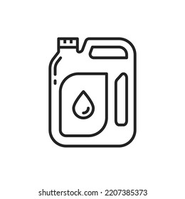 Oil can vector line icon. Car engine motor oil and automotive liquids symbol