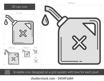 Oil can vector line icon isolated on white background. Oil can line icon for infographic, website or app. Scalable icon designed on a grid system.