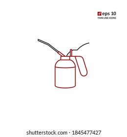 Aceite can - icono de línea delgada vector sobre fondo blanco. Símbolo de web, infografía, diseño de impresión y kit de UX/UI móvil. Ilustración del vector, EPS10.