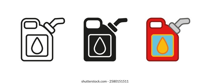 Oil canister icon. Fuel storage vector illustration. Gasoline container symbol. Petroleum energy supply sign. Automotive lubricant pictogram. Industrial motor oil design.