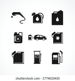 oil canister icon set. car gas station, benzin canister, petrol