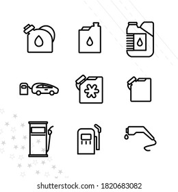 oil canister line icon setw. car gas station, benzin canister, petrol