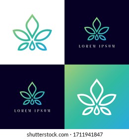 oil Cannabis logo vector design. CBD Marijuana Hemp Leaf medical icon monogram.