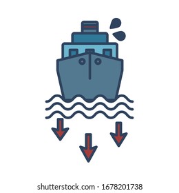 oil cargo ship fill style vector illustration design