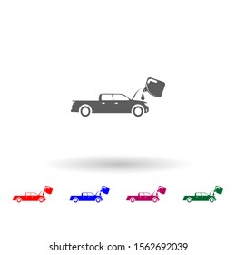 Oil change in the car multi color icon. Simple glyph, flat vector of car repear icons for ui and ux, website or mobile application