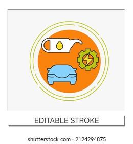  Oil change concept line icon. Removing used oil in your engine and replacing it with clean. Car service.Vector isolated conception metaphor illustration.Editable stroke