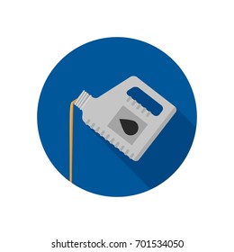 Oil change flat icon. Maintenance illustration with long shadow.