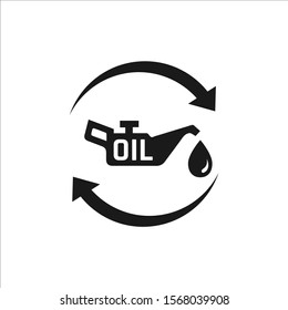 oil change icon logo vector. silhouette of oil canister bottle gear and circle arrow .symbol for automotive machine engine.