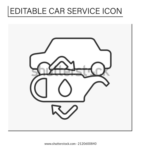  Oil change line icon.\
Removing used oil in your engine and replacing it with clean. Car\
service concept. Isolated vector illustration. Editable\
stroke