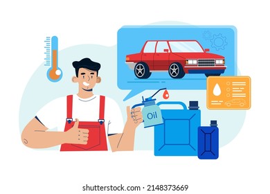Oil Change and Lube Illustration concept. Flat illustration isolated on white background