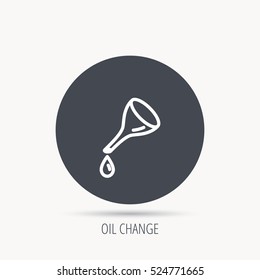 Oil Change Service Icon. Fuel Can With Drop Sign. Round Web Button With Flat Icon. Vector