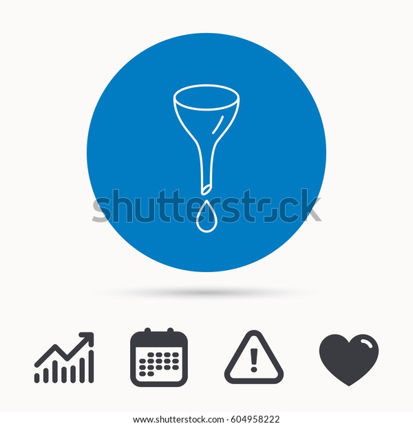 Oil
change service icon. Fuel can with drop sign. Calendar, attention
sign and growth chart. Button with web icon.
Vector