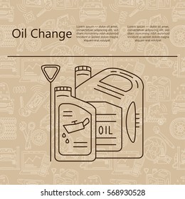 Oil Change Service. Thin Line Vector Logo.