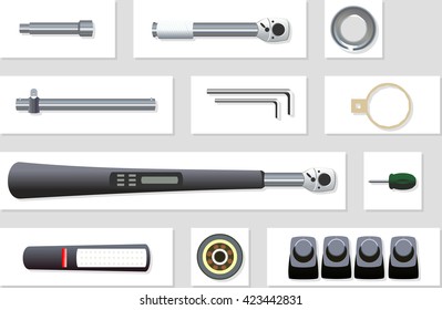 Oil change technical service tools tile flat top view