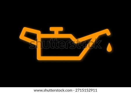 Oil Check in car engine. Oil check in motor. Warning light indicator. Logo for dashboard. Vector illustration.