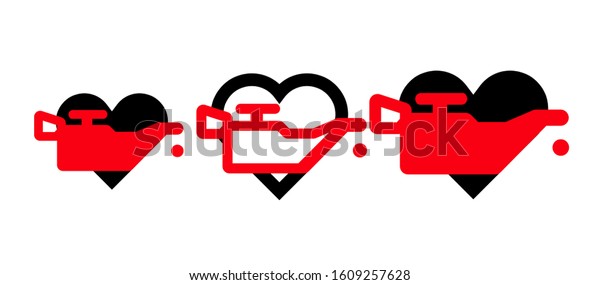 Oil check icon with black\
heart