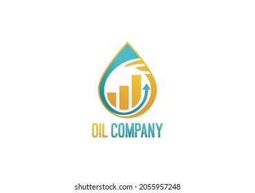 Oil company logo concept, droplet and chart inside the main symbol