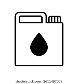 Oil Container Illustration Featuring a Droplet Symbol on a White Background