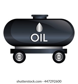 Oil container transport with wheels isolated on white background, vector illustration.