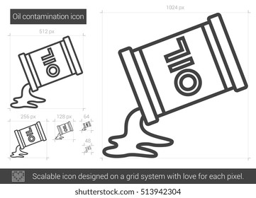 Oil contamination vector line icon isolated on white background. Oil contamination line icon for infographic, website or app. Scalable icon designed on a grid system.