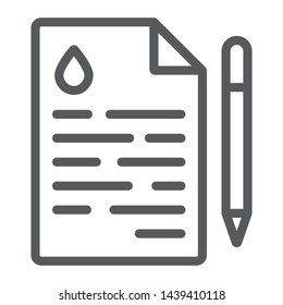 Oil contract line icon, deal and fuel, agreement sign, vector graphics, a linear pattern on a white background, eps 10.