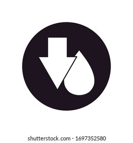 oil crash concept, arrow and oil drop icon over white background, silhouette style, vector illustration