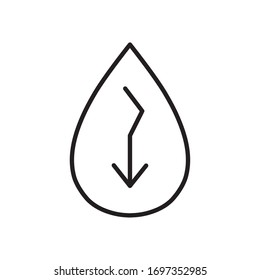 oil crash concept, oil drop with down arrow icon over white background, line style, vector illustration