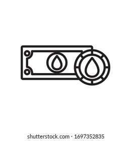 oil crash concept, money bill with oil drop icon over white background, line style, vector illustration