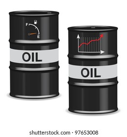 Oil crisis barrels on white background