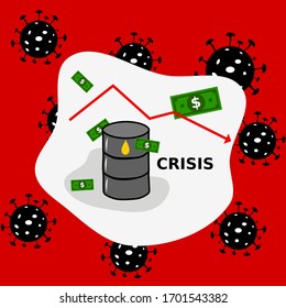 Oil crisis and economy crisis after pandemic coronavirus in China, Usa and Europe. Illustration vith covid19 concept. Vector