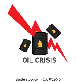  Crisis petrolera. Los precios del petróleo caen.Ilustración vectorial aislada.