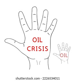 OIL CRISIS. Shortage resources. Message of global oil crisis on paper. Editable hand drawn contour. Sketch in minimalist style. Vector