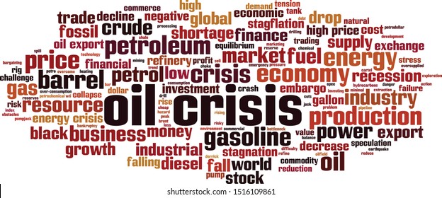 Oil crisis word cloud concept. Collage made of words about oil crisis. Vector illustration 