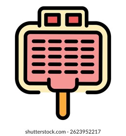 Oil deep fryer icon. Outline oil deep fryer vector icon color flat isolated