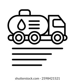 Oil Delivery Vector Line Icon Design