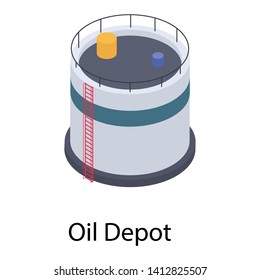 
Oil Depot Icon In Isometric Vector 
